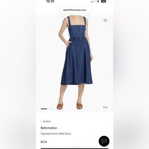 Reformation Tagliatelle Denim Midi Dress NWT